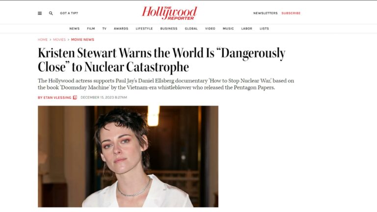 Kristen Stewart Warns the World Is “Dangerously Close” to Nuclear Catastrophe